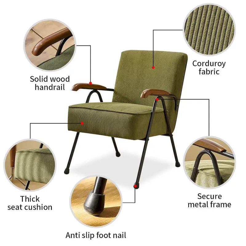 Groene moderne gestoffeerde fauteuil met hoge rugleuning van 20 en metalen poten