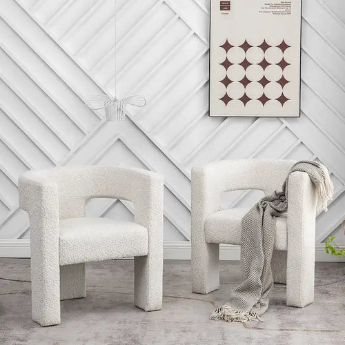 KINWELL 28 Wide Boucle Upholstered Square Armchair (Set of 2)