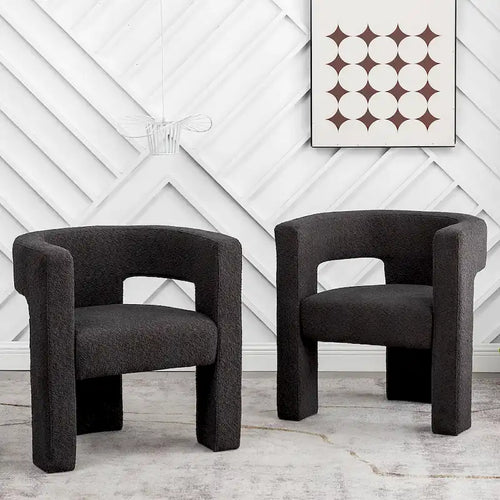 KINWELL 28 Zoll breiter, gepolsterter Bouclé-Sessel mit quadratischen Armlehnen (2er-Set)