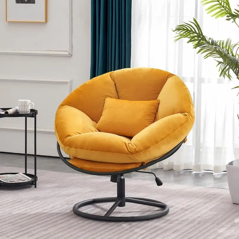 Poltrona Papasan girevole MCombo con elevazione a gas e regolazione dell'altezza, velluto HQ405