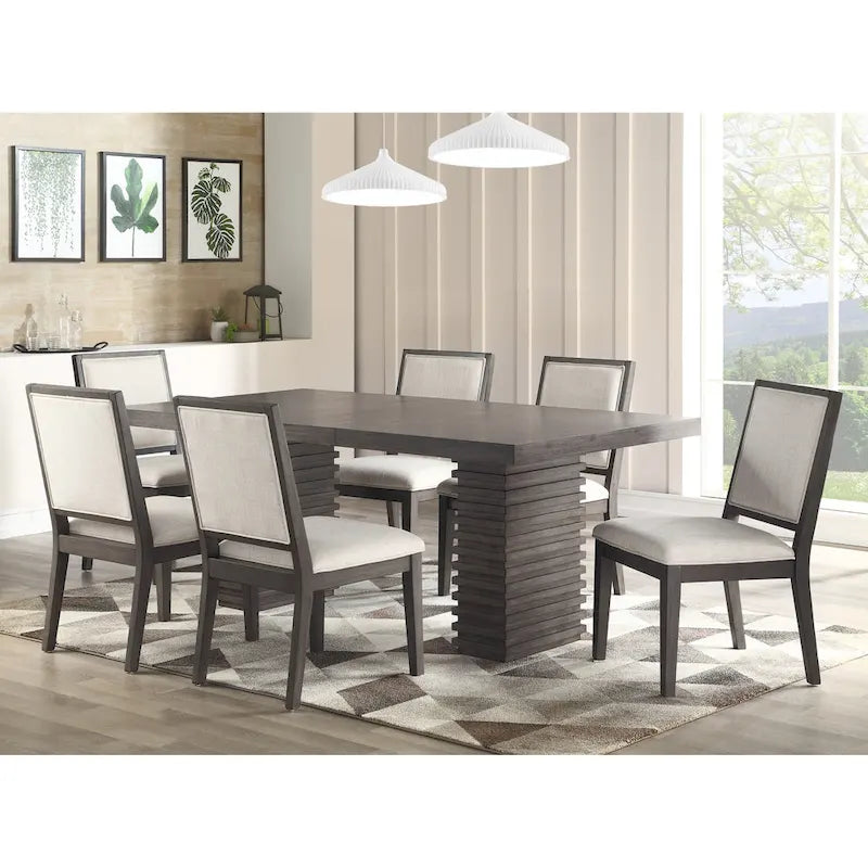 78-Inch Contemporary Wooden Dining Table - Grey-Brown