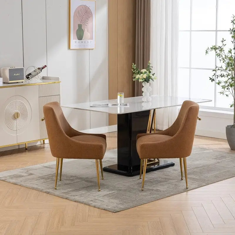 SEYNAR moderner Glamour-Esszimmerstuhl oder Schminkstuhl aus PU-Leder, 2er-Set, mit hinterem Griff