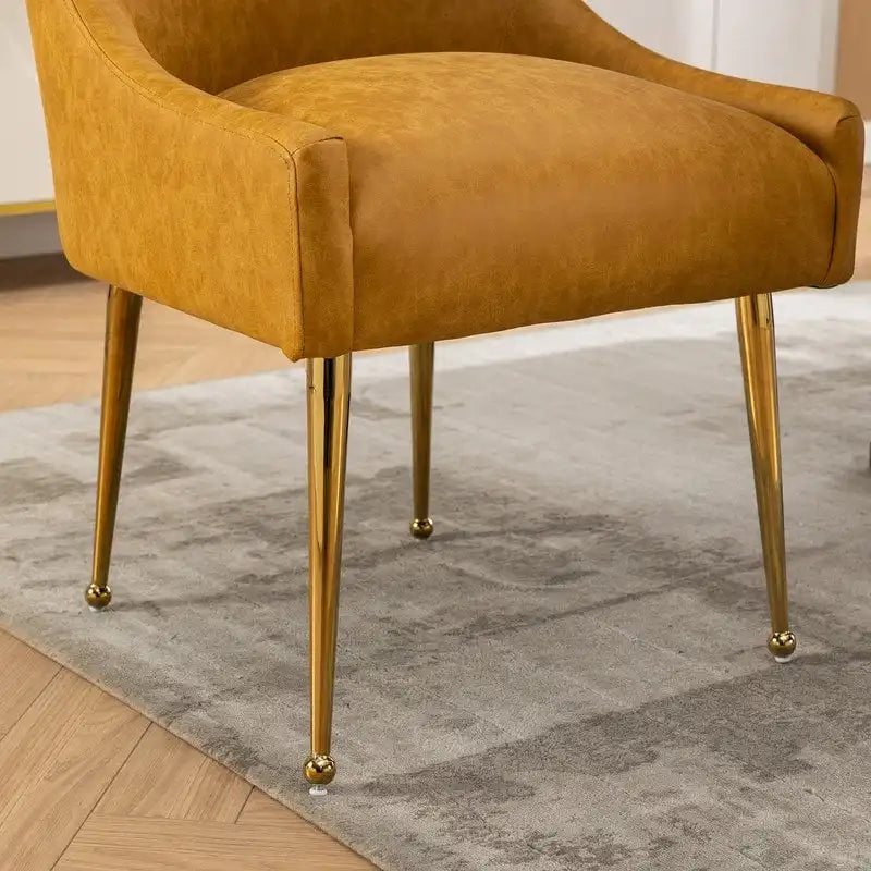 Modern Glam PU Leather Dining Chair or Vanity Chair Set of 2 with Rear Handle