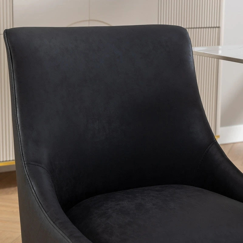 Modern Glam PU Leather Dining Chair or Vanity Chair Set of 2 with Rear Handle