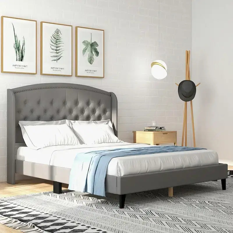 Gepolsterter Bettrahmen mit Wingback-Kopfteil, King-Size