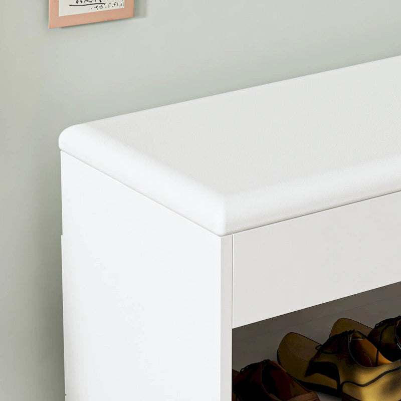 24W Shoe Storage Bench W/Sponge Cushion Living Room Seating Shoe Cabinet