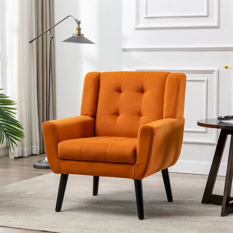 Weicher Akzentsessel aus Samt mit ergonomischem Design für das Wohnzimmer