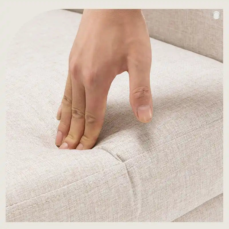 Poltrona d'accento in lino, comoda poltrona da soggiorno con braccioli, rivestimento trapuntato con bottoni, set di 2 poltrone moderne con braccioli