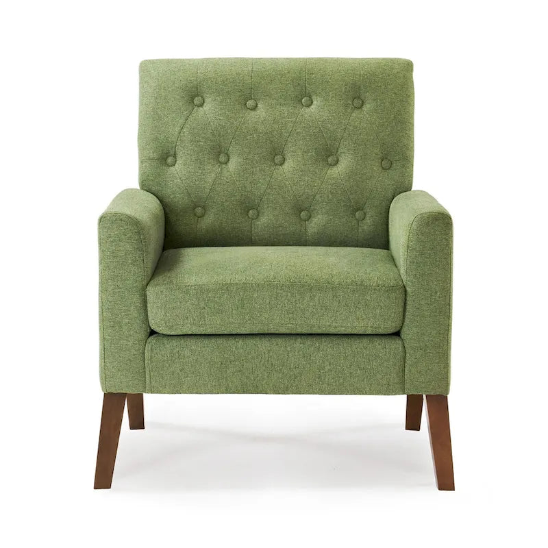 Poltrona d'accento in lino, comoda poltrona da soggiorno con braccioli, rivestimento trapuntato con bottoni, set di 2 poltrone moderne con braccioli