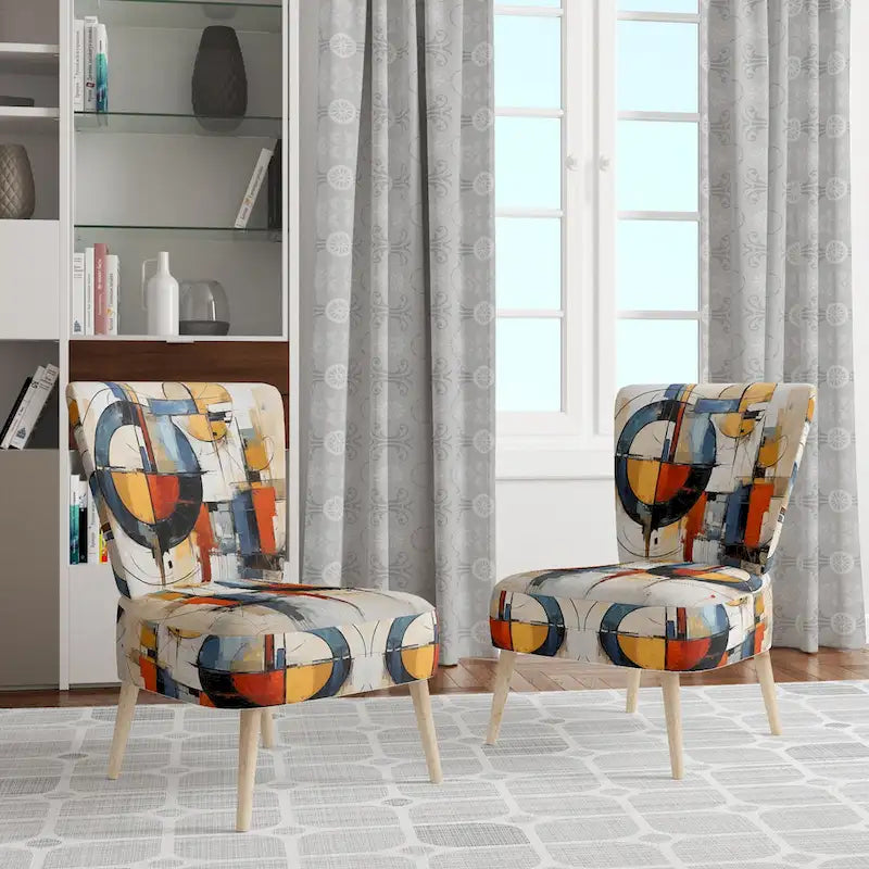 Poltrona d'accento imbottita Designart Colorful Mid Century Abstract Fusion I e poltrona con braccioli moderna di metà secolo