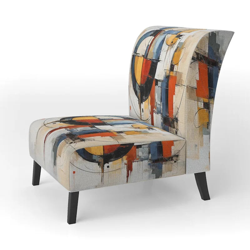 Poltrona d'accento imbottita Designart Colorful Mid Century Abstract Fusion I e poltrona con braccioli moderna di metà secolo