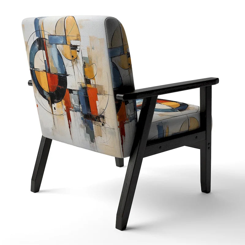 Poltrona d'accento imbottita Designart Colorful Mid Century Abstract Fusion I e poltrona con braccioli moderna di metà secolo
