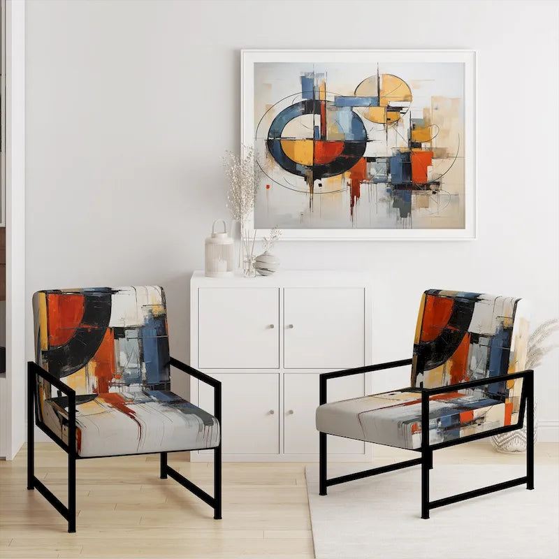 Poltrona d'accento imbottita Designart Colorful Mid Century Abstract Fusion I e poltrona con braccioli moderna di metà secolo