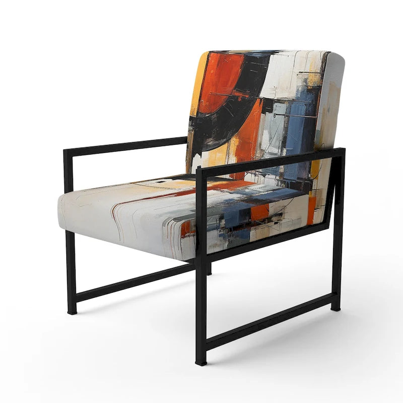 Poltrona d'accento imbottita Designart Colorful Mid Century Abstract Fusion I e poltrona con braccioli moderna di metà secolo
