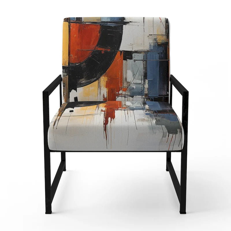 Poltrona d'accento imbottita Designart Colorful Mid Century Abstract Fusion I e poltrona con braccioli moderna di metà secolo