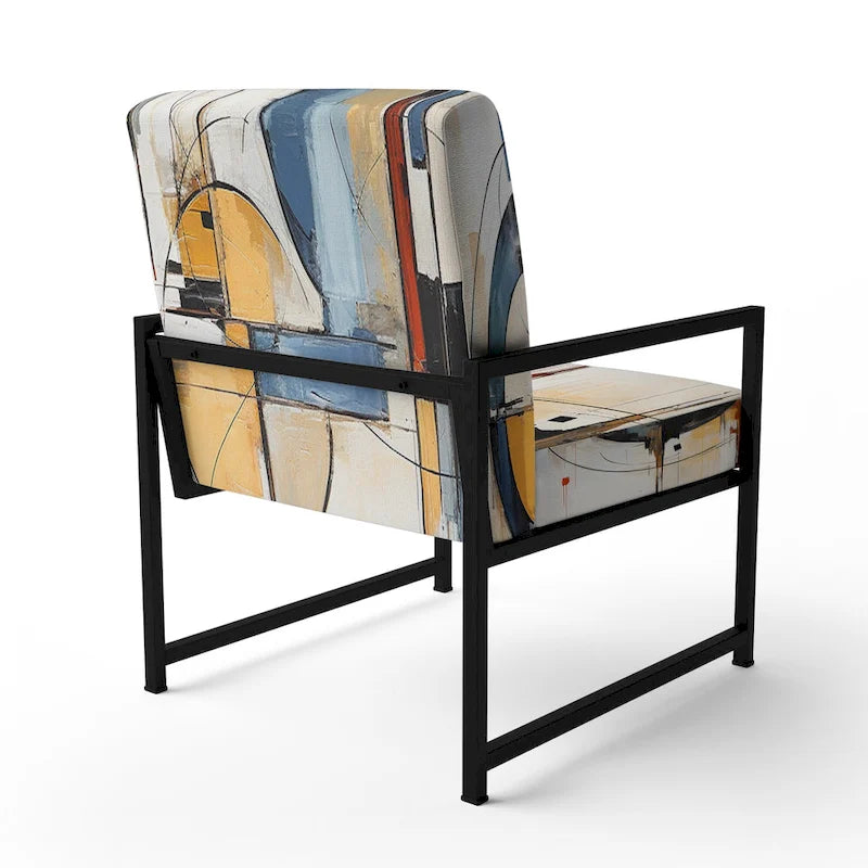 Poltrona d'accento imbottita Designart Colorful Mid Century Abstract Fusion I e poltrona con braccioli moderna di metà secolo
