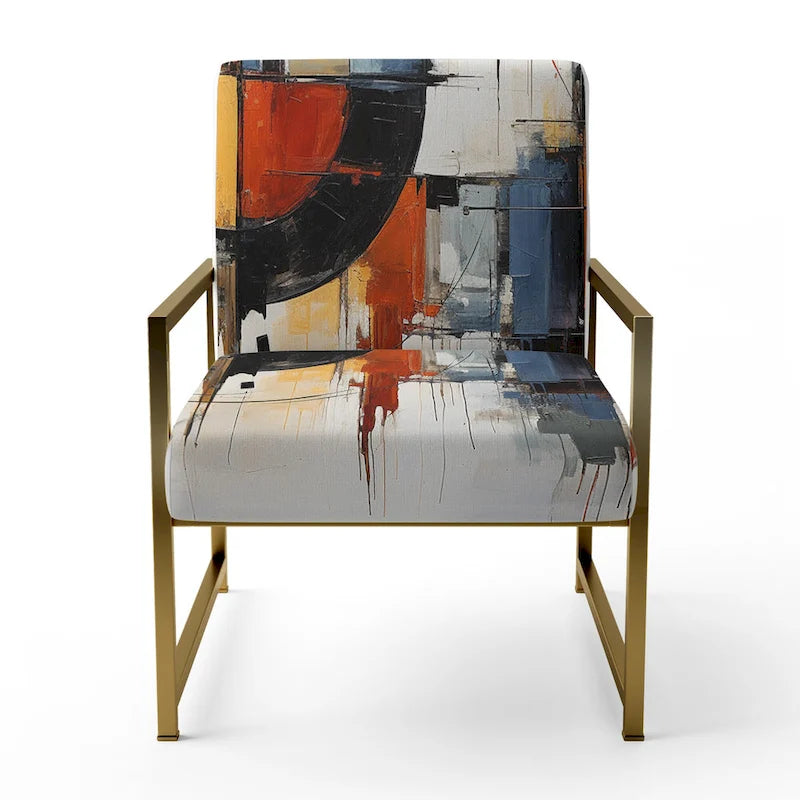 Poltrona d'accento imbottita Designart Colorful Mid Century Abstract Fusion I e poltrona con braccioli moderna di metà secolo