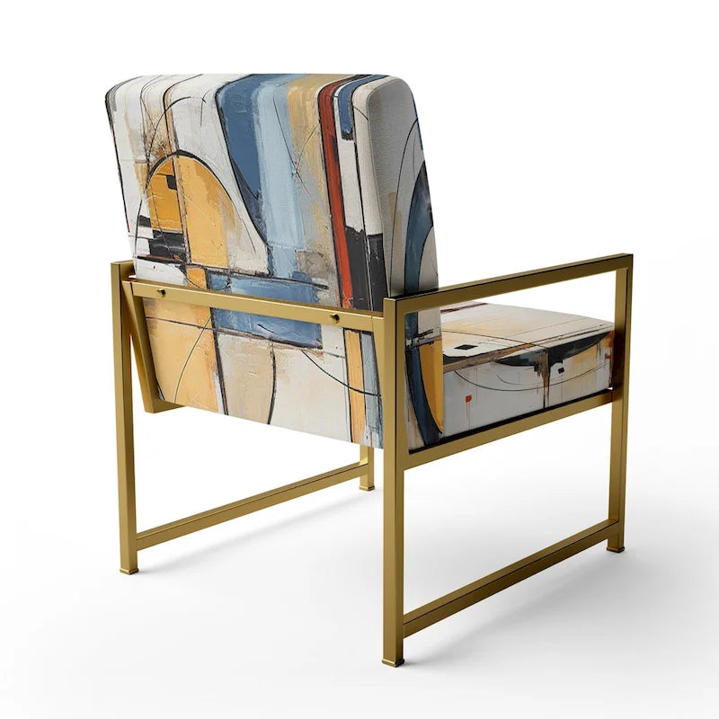 Poltrona d'accento imbottita Designart Colorful Mid Century Abstract Fusion I e poltrona con braccioli moderna di metà secolo