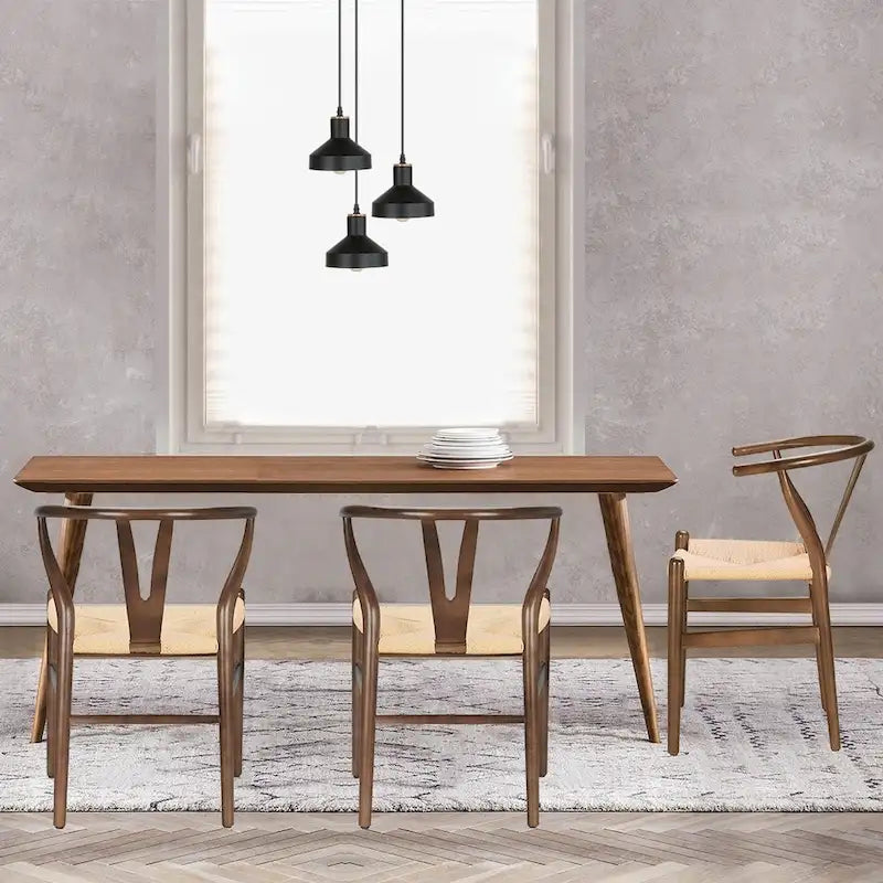 Poly & Bark Weave-Stuhl – Massivholz mit geflochtener Sitzfläche