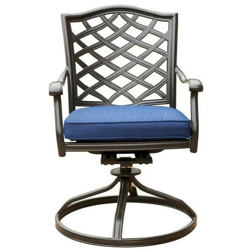 Wynn moderner drehbarer Terrassen-Esszimmerstuhl, 25 Inch, mit Kissen, 2er-Set, blau