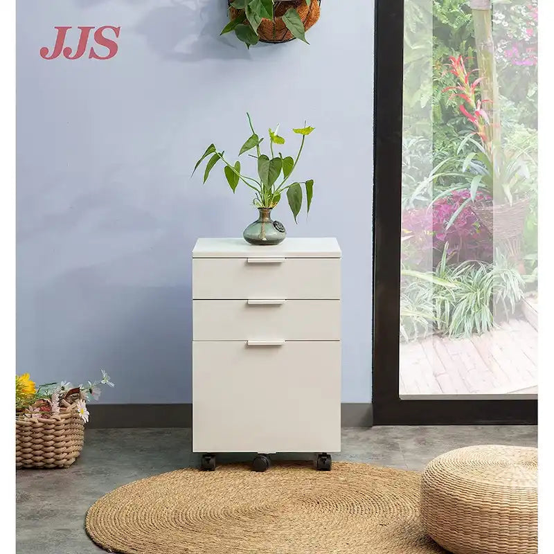 3 Drawer Rolling Wood File Cabinet with Locking Wheels for A4 or Letter Size