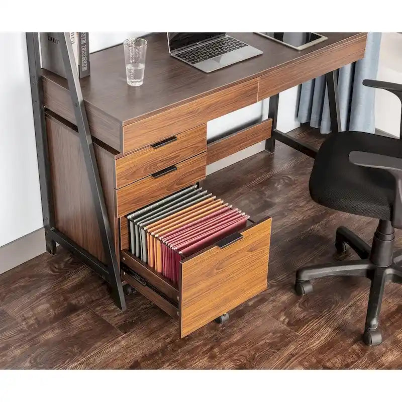 3 Drawer Rolling Wood File Cabinet with Locking Wheels for A4 or Letter Size